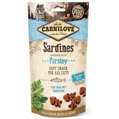 Carnilove Cat pamlsek 50g sardinky s petrželí pro zdravé trávení (sardinky)