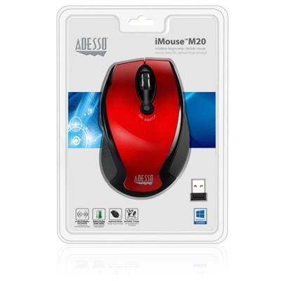 ADESSO iMouse M20R, Ergonomic wireless Mouse RED