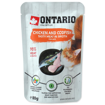 Kapsička ONTARIO Cat Chicken and Codfish in Broth 80g