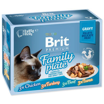 Kapsičky BRIT Premium Cat Delicate Fillets in Gravy Family Plate 1020g