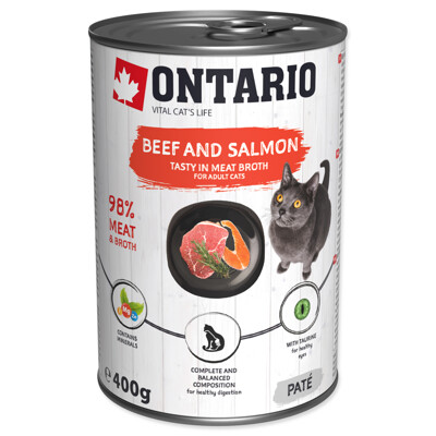 Konzerva ONTARIO Cat Beef, Salmon, Sunflower Oil 400g