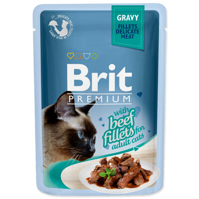 Kapsička BRIT Premium Cat Delicate Fillets in Gravy with Beef, 85g