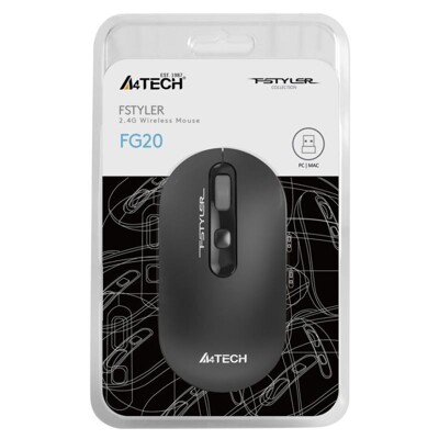 A4Tech FG20 FSTYLER, Bezdrôtová myš USB, šedá